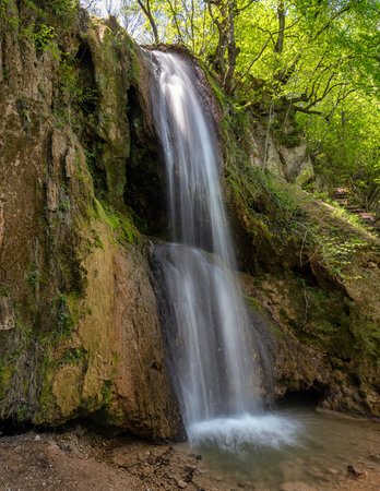 Ripaljka waterfall cascades in Ozren mountain near Sokobanja in Eastern Serbiaの写真素材