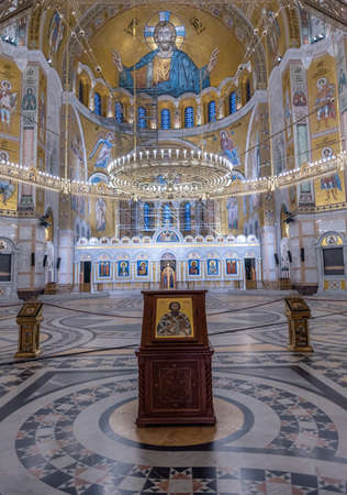 Interior of the Church of Saint Sava, Serbian Orthodox church in Belgrade, Serbia on August 20, 2021のeditorial素材