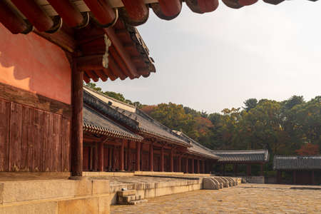 Jongmyo Confucian shrine dedicated to deceased kings and queens of the Korean Joseon Dynasty in Seoul, South Koreaのeditorial素材