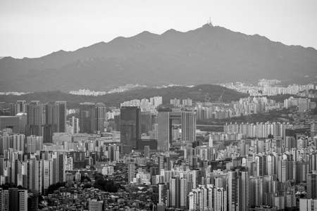 Seoul South Korea cityscape view from Inwangsan mountain on September 19, 2021のeditorial素材