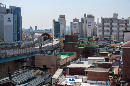 Panoramic cityscape of Seoul, capital of South Korea on April 15 2022のeditorial素材