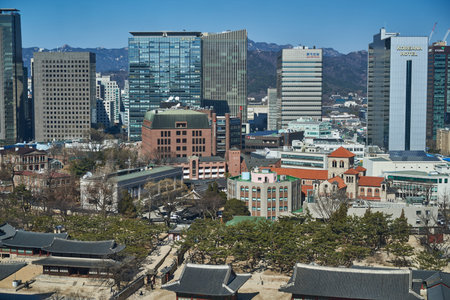 Deoksugung royal palace of Joseon dynasty in Seoul South Korea on 19 February 2023のeditorial素材