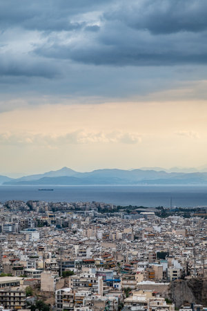 Aerial cityscape view of Athens capital of Greeceの写真素材