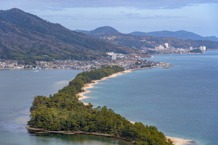 Amanohashidate on the Sea of Japan in north Kyoto prefecture considered as one of the top three scenic views in Japanの写真素材