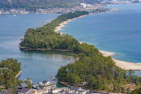 Amanohashidate on the Sea of Japan in north Kyoto prefecture considered as one of the top three scenic views in Japanの写真素材