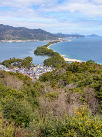 Amanohashidate on the Sea of Japan in north Kyoto prefecture considered as one of the top three scenic views in Japanの写真素材