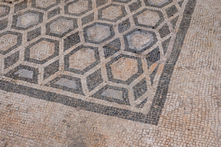 Ancient Roman mosaics at the Historical Complex of the Palace of Diocletian, UNESCO world heritage site in Split, Republic of Croatiaの写真素材