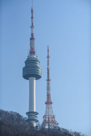 Namsan Seoul tower on Namsan hill in Seoul, South Korea on 1 January 2024