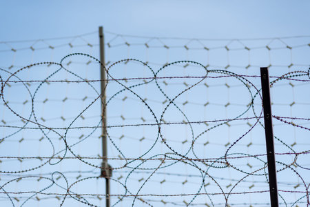 Barbwire at the DMZ near Third Infiltration Tunnel in Korean Demilitarized Zone, a strip of land...