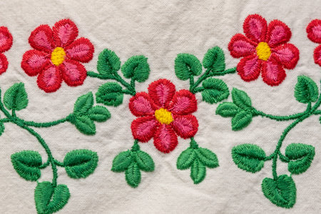 Details and decorations on traditional Serbian folk costume clothing