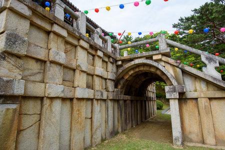 Bulguksa Buddhist temple, UNESCO World Heritage Site in Gyeongju, South Korea on 28 April 2022の写真素材