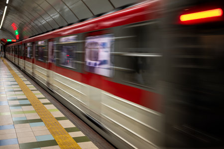 Tbilisi Metro rapid transit system, operated by the Tbilisi Transport Company in the Georgian capital Tbilisi on 4 April 2025の写真素材
