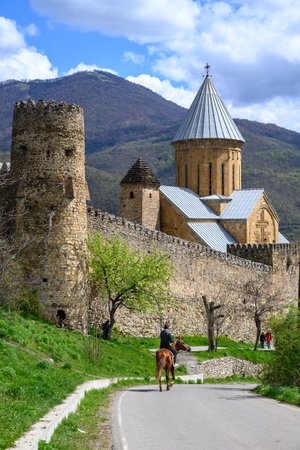 Ananuri castle complex with Church of the Mother of God, on the Aragvi River in Dusheti Municipality in Georgia on 19 April 2025の写真素材