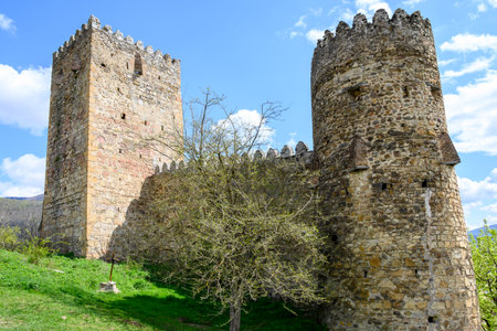 Ananuri castle complex with Church of the Mother of God, on the Aragvi River in Dusheti Municipality in Georgia on 19 April 2025の写真素材