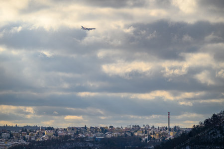 Cityscape view of Prague, the capital city of Czech Republicの写真素材