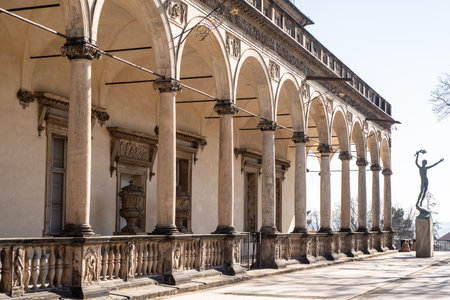 Summer Palace of Queen Anne, Renaissance villa Belvedere in the Royal Garden of the Prague Castle, Kralovska Zahrada, an Italian Renaissance garden situated in Prague, capital of Czech Republicの写真素材