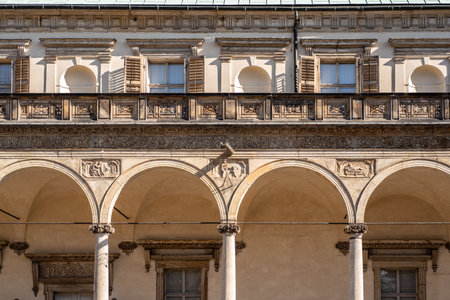 Summer Palace of Queen Anne, Renaissance villa Belvedere in the Royal Garden of the Prague Castle, Kralovska Zahrada, an Italian Renaissance garden situated in Prague, capital of Czech Republicの写真素材