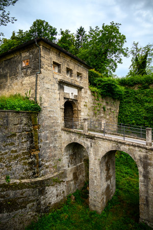 Medieval fortifications atop the Monchsberg hill in Salzburg, Austria on 10 July 2025の写真素材