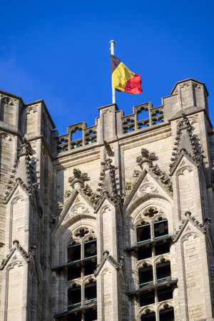 Roman Catholic Cathedral of St. Michael and St. Gudula in central Brussels, Belgium on 16 July 2025の写真素材
