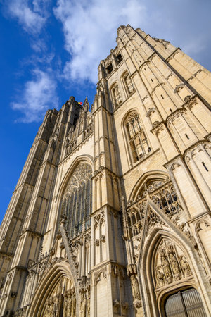 Roman Catholic Cathedral of St. Michael and St. Gudula in central Brussels, Belgium on 16 July 2025の写真素材