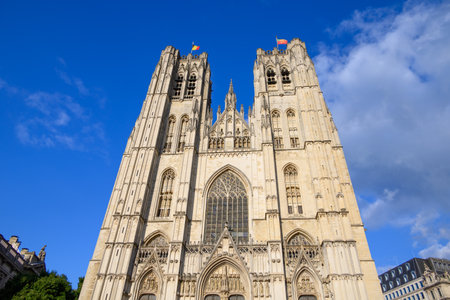Roman Catholic Cathedral of St. Michael and St. Gudula in central Brussels, Belgium on 16 July 2025の写真素材