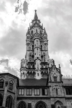 New Town Hall, Neues Rathaus, city government and council building on Marienplatz square in central Munich in Bavaria, Germany on 13 July 2025の写真素材