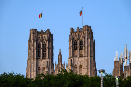 Roman Catholic Cathedral of St. Michael and St. Gudula in central Brussels, Belgium on 15 July 2025の写真素材