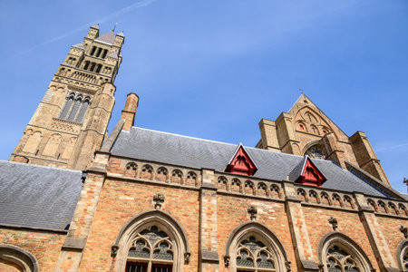 Saint Salvator Cathedral main Roman Catholic gothic church in Bruges, Belgium on 17 July 2025の写真素材