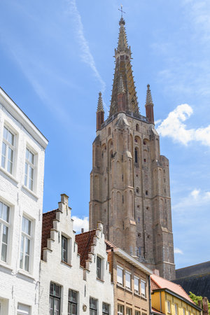Church of Our Lady Roman Catholic gothic church in Bruges, Belgium on 17 July 2025の写真素材