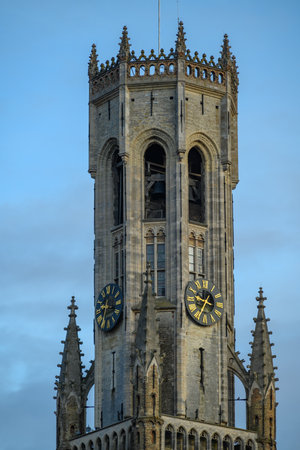 Belfry of Bruges, medieval bell tower in the historic centre of Bruges, Belgium on 17 July 2025の写真素材