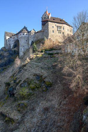 Loket Castle, a 12th-century gothic castle in Loket town in the Karlovy Vary Region in Czech Republic, on 2 March 2025の写真素材
