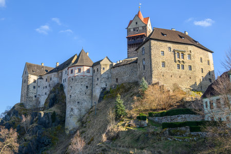Loket Castle, a 12th-century gothic castle in Loket town in the Karlovy Vary Region in Czech Republic, on 2 March 2025の写真素材