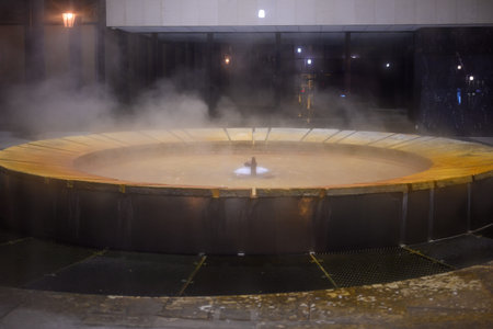 Hot spring in Karlovy Vary, Carlsbad, old historic spa town with thermal springs in west Bohemia...