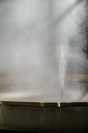 Hot spring in Karlovy Vary, Carlsbad, old historic spa town with thermal springs in west Bohemia...