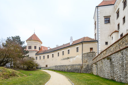 Telc castle in the historic old town of Telc, Unesco World Heritage Site in Telc, Czech Republicの写真素材