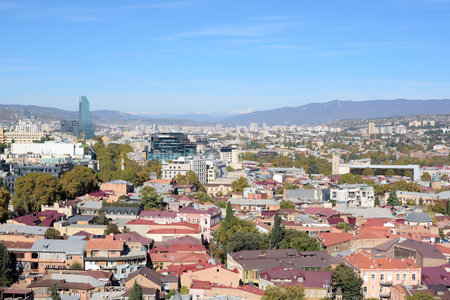 Cityscape panoramic view of Tbilisi, the capital of Georgia, on 1 November 2025