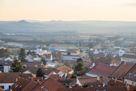 Cityscape of the historic town of Mikulov in South Moravian Region of the Czech Republic on 9...