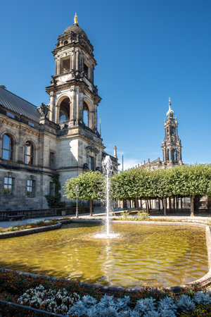 Bruhl's Terrace historic architectural terrace nicknamed "The Balcony of Europe", stretching high above the bank of the river Elbe in Dresden, Germany, on 8 September 2024の写真素材