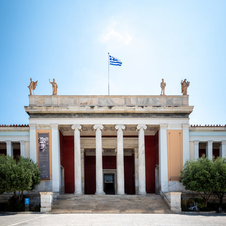 Front view of the National Archaeological Museum housing the richest collection of Greek Antiquity...