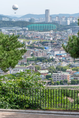 Cityscape of Suwon capital of Gyeonggi province in South Korea on 23 September 2023の写真素材