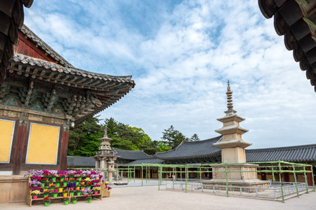 Bulguksa Buddhist temple in Gyeongju, South Korea, UNESCO World Heritage Site, on 28 April 2022の写真素材