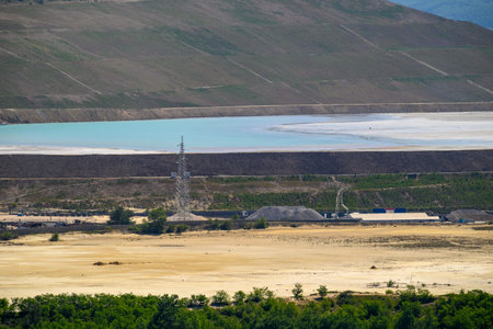 Heaps of tailings and mine dumps in Bor, Eastern Serbia, one of the largest copper mines in Europe...