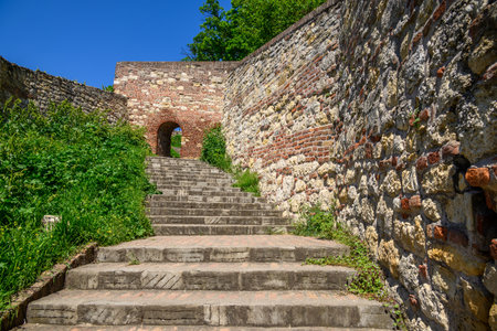 Remains of Historic Belgrade Fortress in Kalemegdan park in Belgrade, capital of Serbiaの写真素材