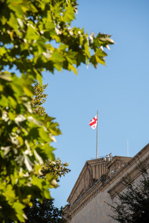 Parliament of Georgia Building, national legislature located in Rustaveli Avenue in Tbilisi, the capital of Georgia on 25 September 2025の写真素材