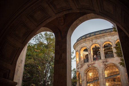 Cable Car terminal with ropeway connecting Rustaveli Avenue with Mtatsminda Park, popular sightseeing area in Tbilisi, capital of Georgia on 25 September 2025の写真素材