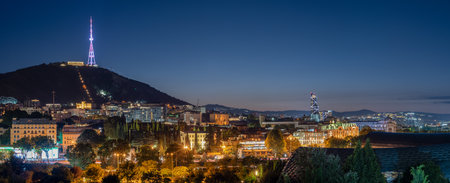 Night Cityscape panoramic view of Tbilisi, the capital of Georgia, on 19 August 2025の写真素材