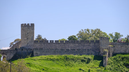 Remains of Historic Belgrade Fortress in Kalemegdan park in Belgrade, capital of Serbiaの写真素材