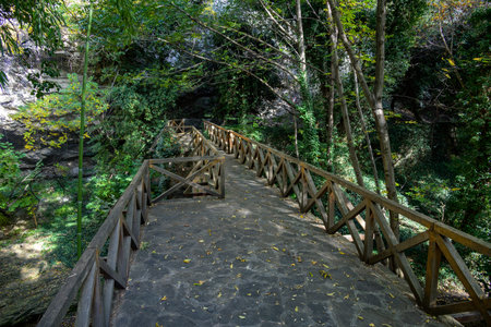 Bridge in the National Botanical Garden in Sololaki hills in Tbilisi, capital of Georgia