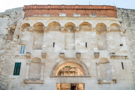 Remains of Roman Historical Complex of the Palace of Diocletian, UNESCO world heritage site in Split, Republic of Croatiaの写真素材