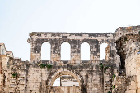 Remains of Roman Historical Complex of the Palace of Diocletian, UNESCO world heritage site in Split, Republic of Croatiaの写真素材